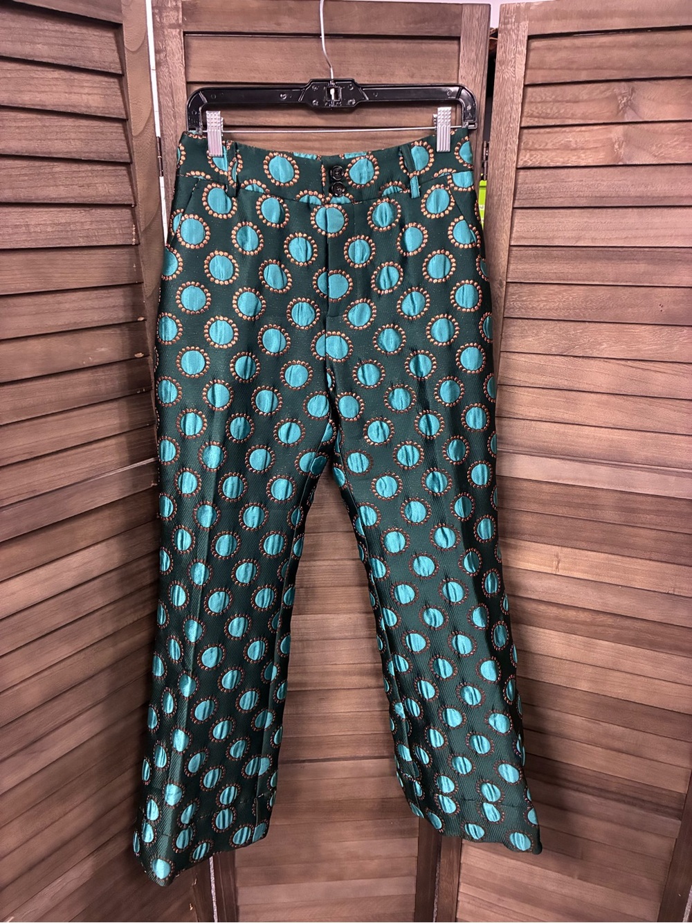 LA DoubleJ Teal Hendrix Pants and Copper Circle-Print Straight Pants